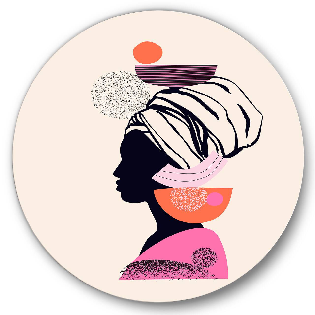 Designart - Ethnic Portrait of Afro American Woman - Modern Metal Circle Wall Art